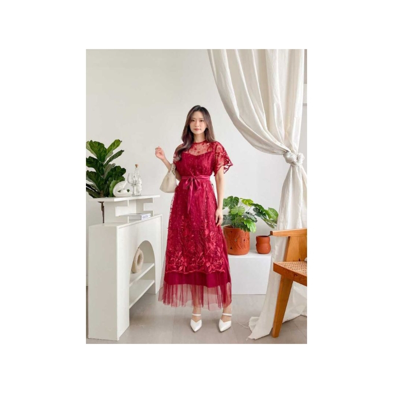 DRESS PENDEK REALS RAYA BROKAT DRESS