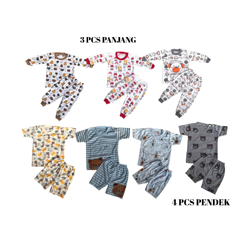 PAKET USAHA DAPAT 7 BAJU 7 CELANA PAKET SETELAN BAJU BAYI 3-15 BULAN