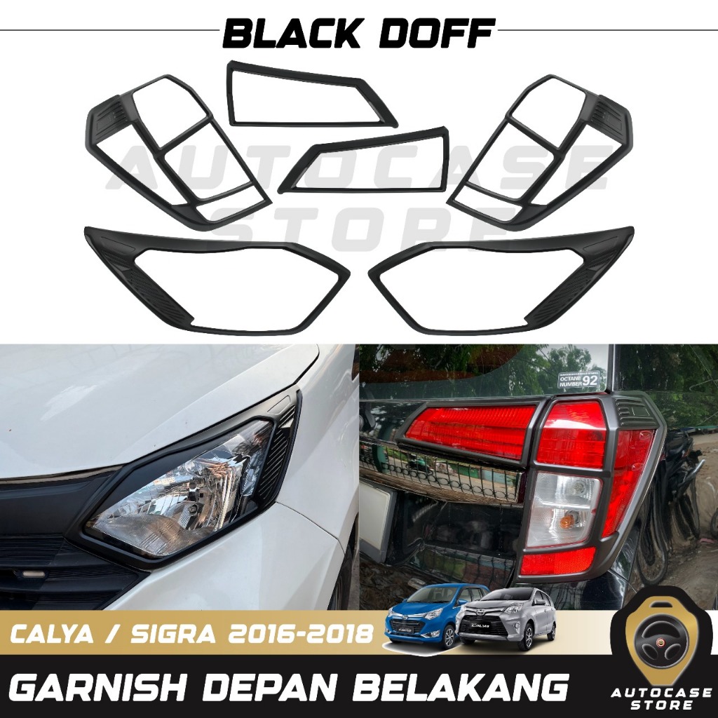 GARNISH DEPAN & BELAKANG CALYA/SIGRA 2016 2017 2018 HITAM DOFF PNP AKSESORIS MOBIL