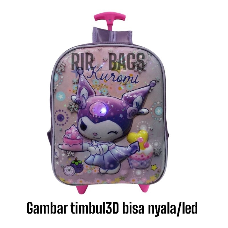 RB Tas troli anak perempuan TK SD/tas troli embos LED/tas troli anak perempuan/tas troli anak