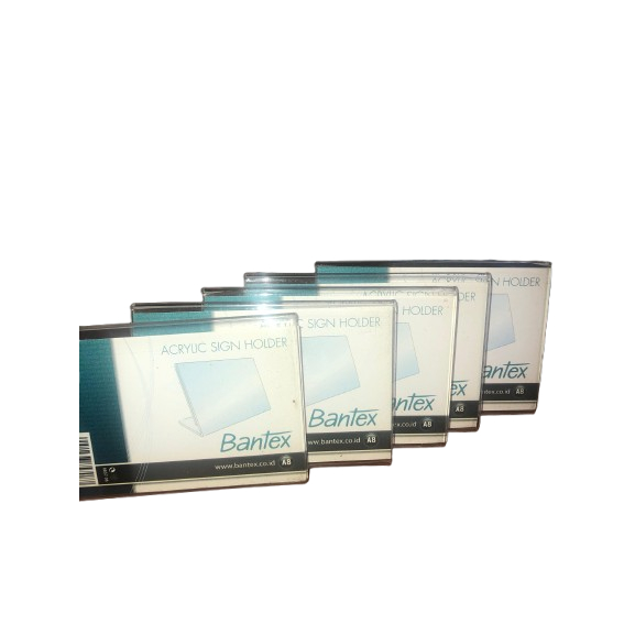 

Bantex Slanted Sign Holder A8 Acrylic Dudukan Tempat Kartu Nama Meja Kantor Restoran Hotel