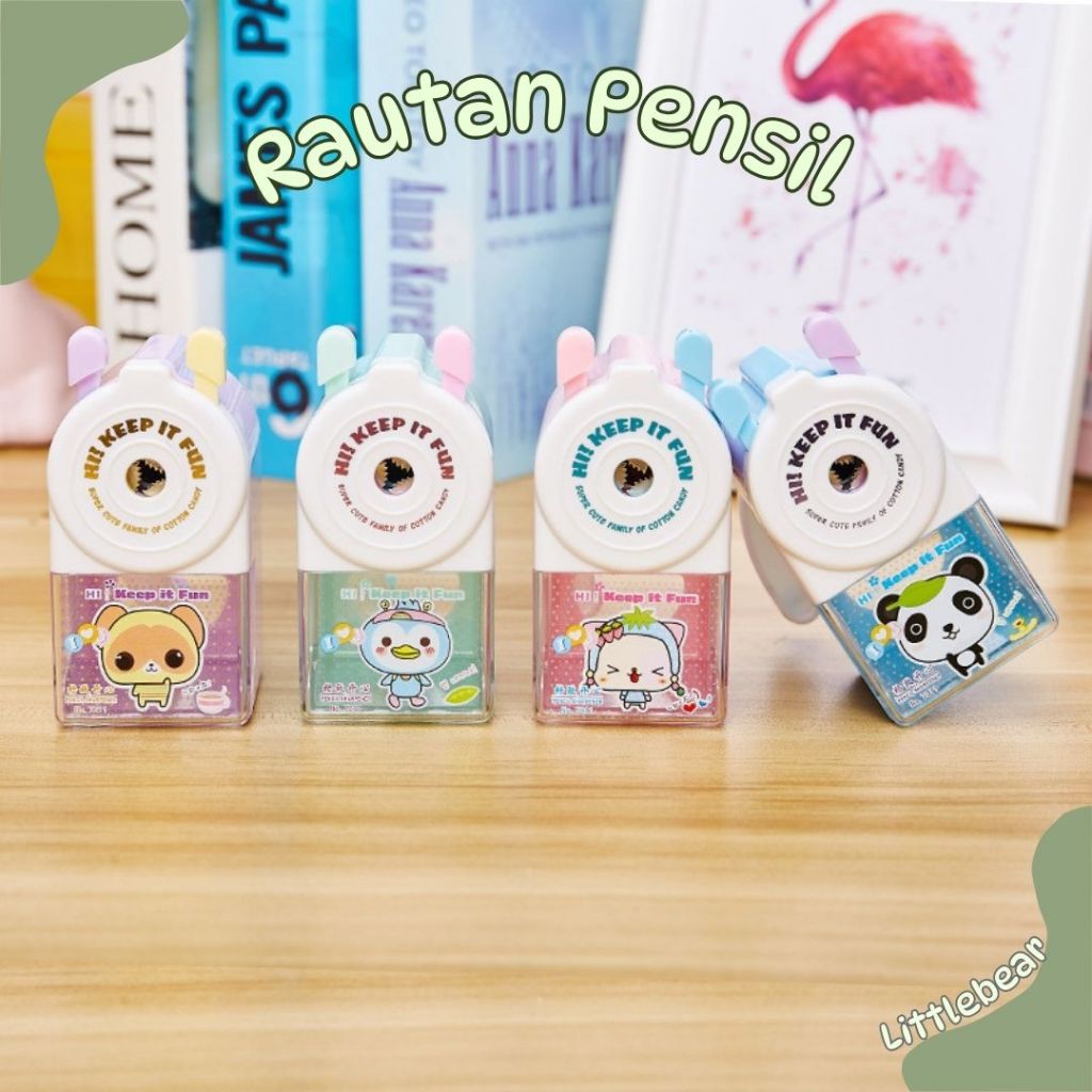 

READY COD Littlebear - Rautan Putar / Rautan Meja 4 Warna Anti Slip / Serutan Putar Meja Rautan Sharperner Kotak Kecil