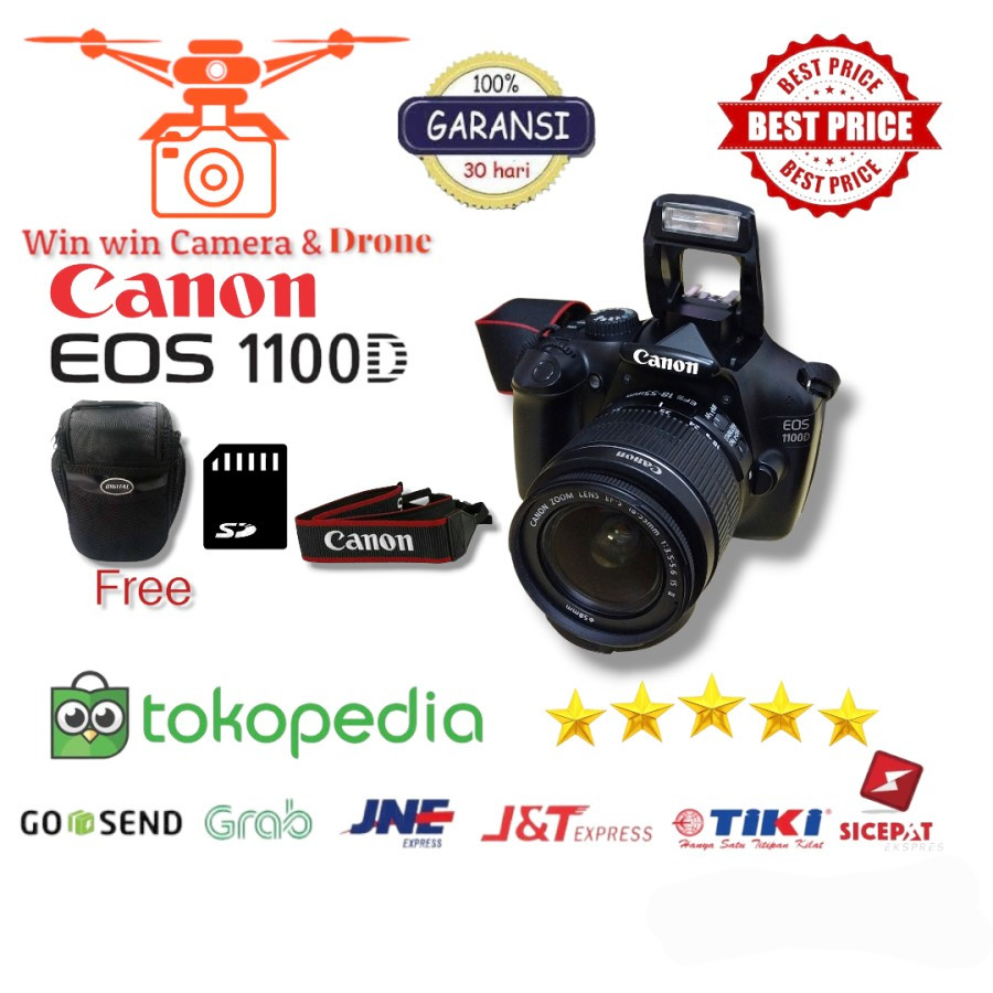 Kamera Camera DSLR Canon Eos 1100D lensa kit 18-55mm