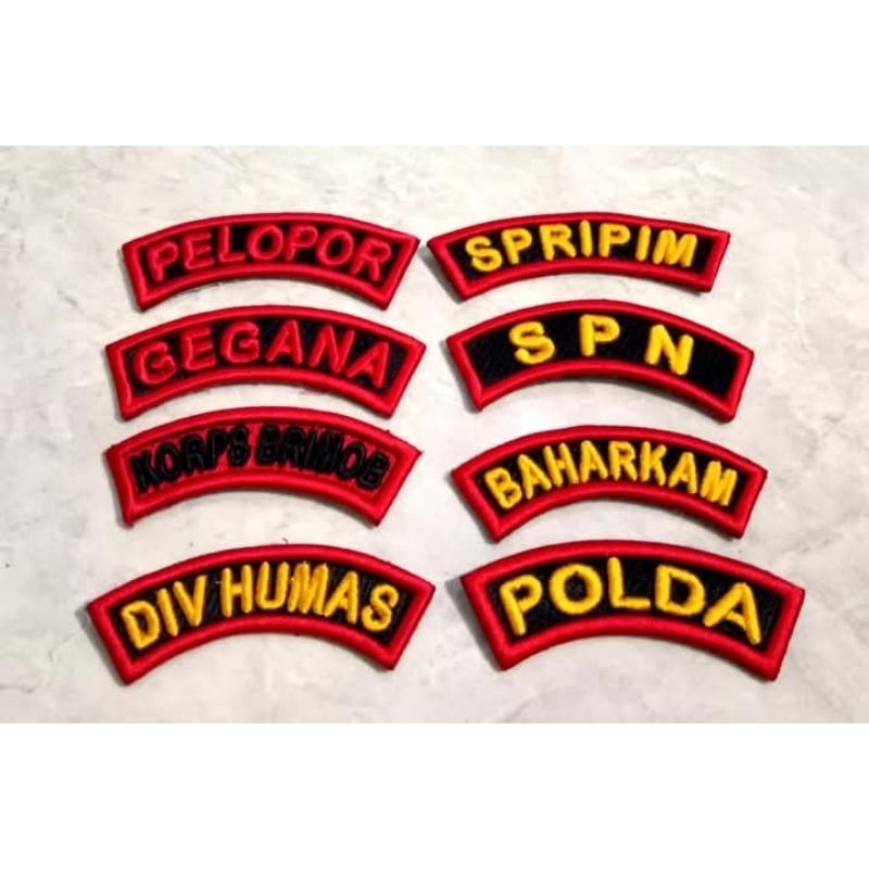 BREVET LOKASI BORDIR TIMBUL CUSTOM POLRI TNI SATPAM DLL