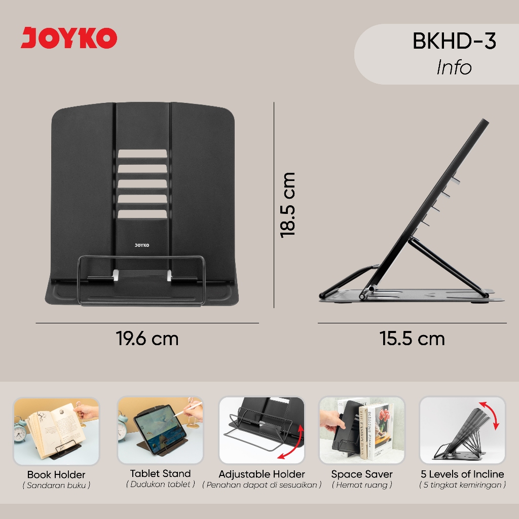 

Joyko Book Holder BESI / Penyangga Sandaran Buku Penahan Pembatas Buku Rak BKHD-3