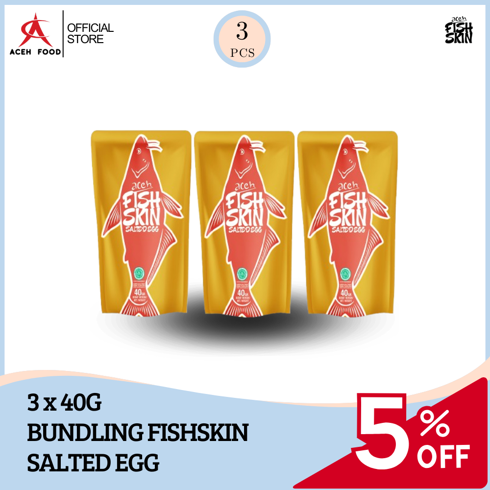 

Bundling Fish Skin Salted Egg Original 40gr x 3pcs | Snack Kulit Ikan Crispy, Lezat, Renyah, Halal, PIRT | Aceh Food