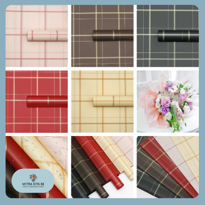 

Isi 20 LEMBAR Kertas Buket Bunga Bunga Motif Garis Flower Wrapping Cellophane Paper KB094