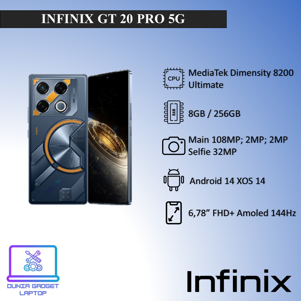 HANDPHONE GAMING INFINIX GT 20 PRO 5G 8GB 256GB FREE COOLER