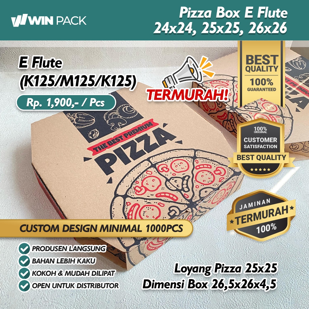 

RN (Isi 20 Pcs) Box Dus Pizza 26x26 Bahan E Flute Motif