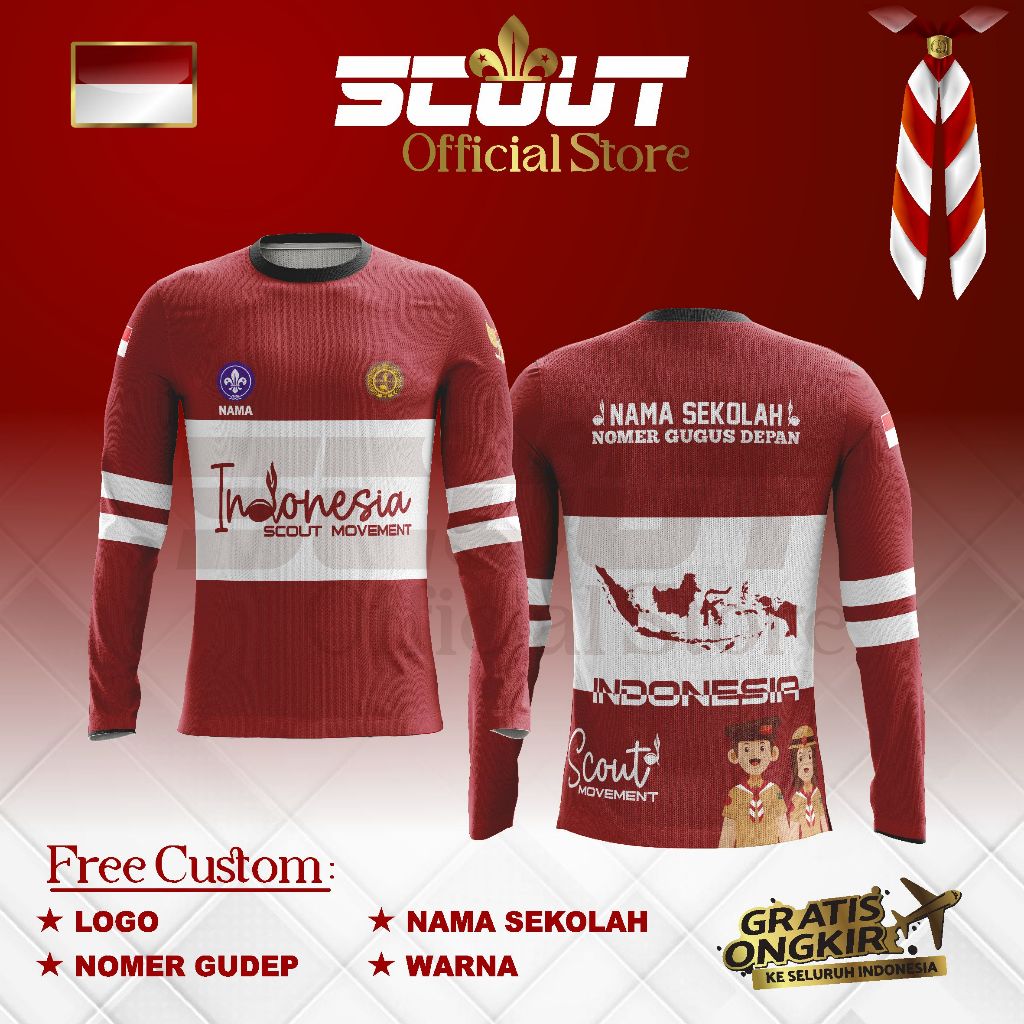 BAJU PRAMUKA PRINTING TERLARIS GRATIS DESAIN SEPUASNYA 2025