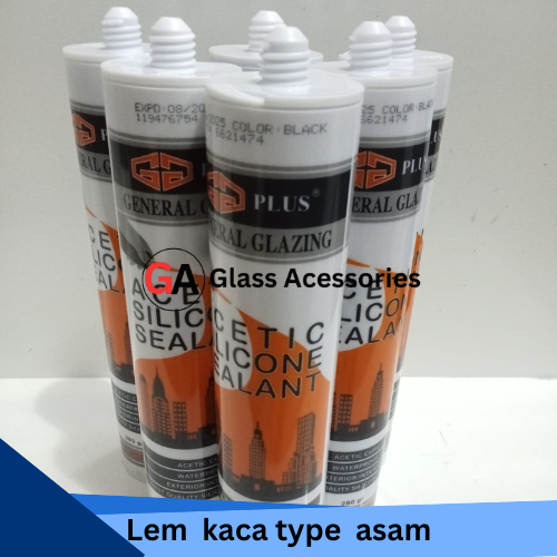 

Lem kaca Netral/ Lem Silicone / Silicone asam merk GG