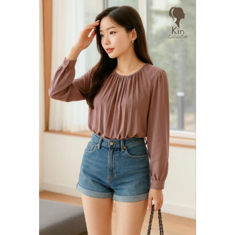 Jolly Plisket Blouse | Atasan Blouse Bangkok Lengan Panjang