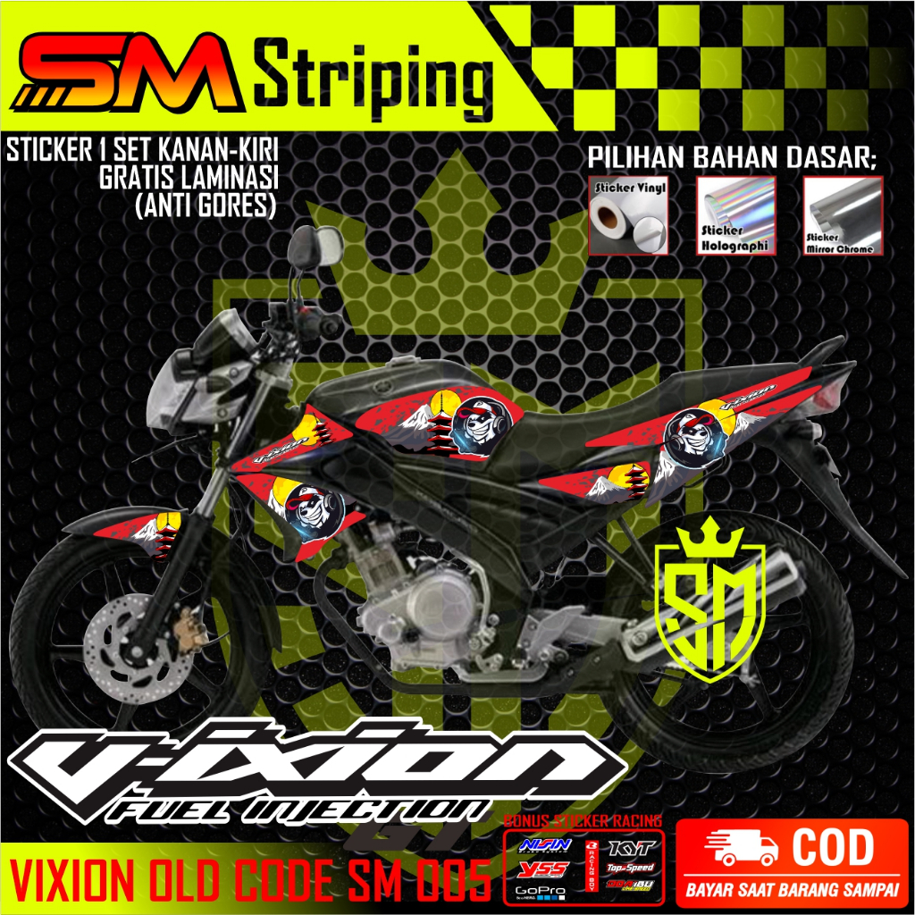 STRIPING VARIASI MOTOR VIXION OLD DESAIN KEREN/ STIKER LISTMOTOR YAMAHA VIXION OLD ARS 005