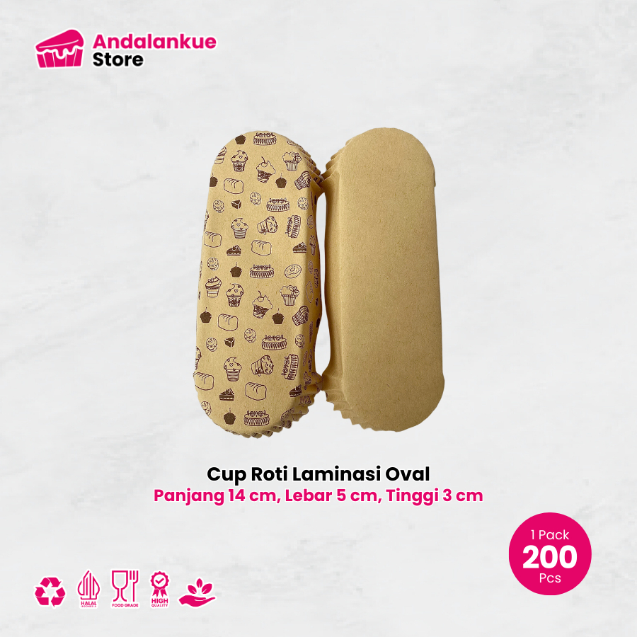 Cup Roti Laminasi Oval (Cake, Kraft Polos) Isi 200 Pcs
