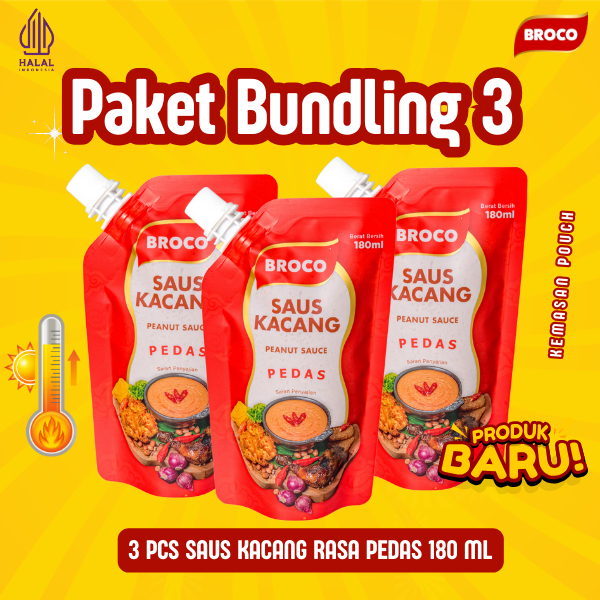 

Broco Food - 3pcs Saus Kacang Rasa Pedas Serbaguna Pouch 180ml - Saus Kacang Instan