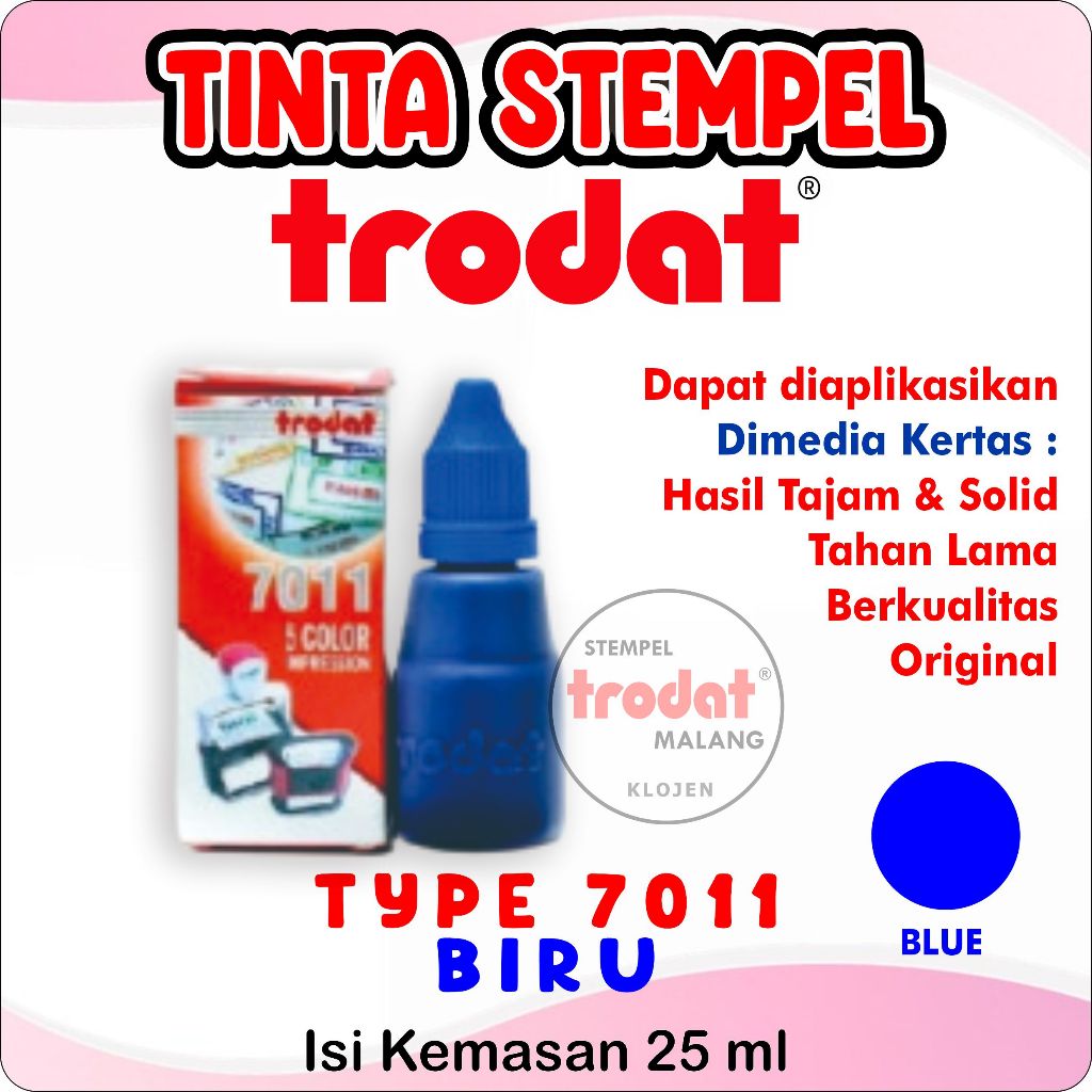 

Tinta Trodat 7011 Blue / Warna biru / Refil tinta Trodat Original