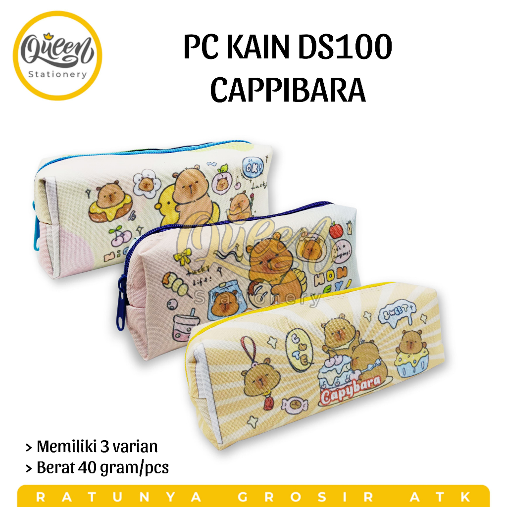 

1 PCS PENCIL CASE KAIN CAPPIBARA / TEMPAT PENSIL RESLETING / KOTAK PENSIL