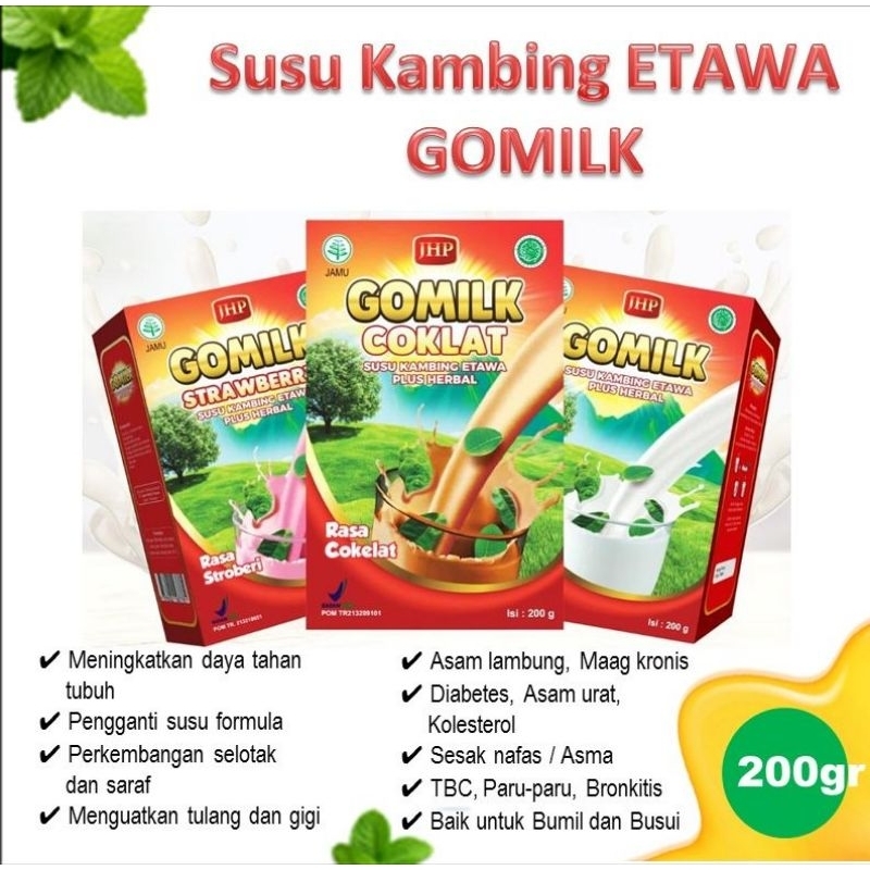 

[+ Hadiah Gratis] GOMILK Susu kambing etawa plus herbal kemasan 200 gram