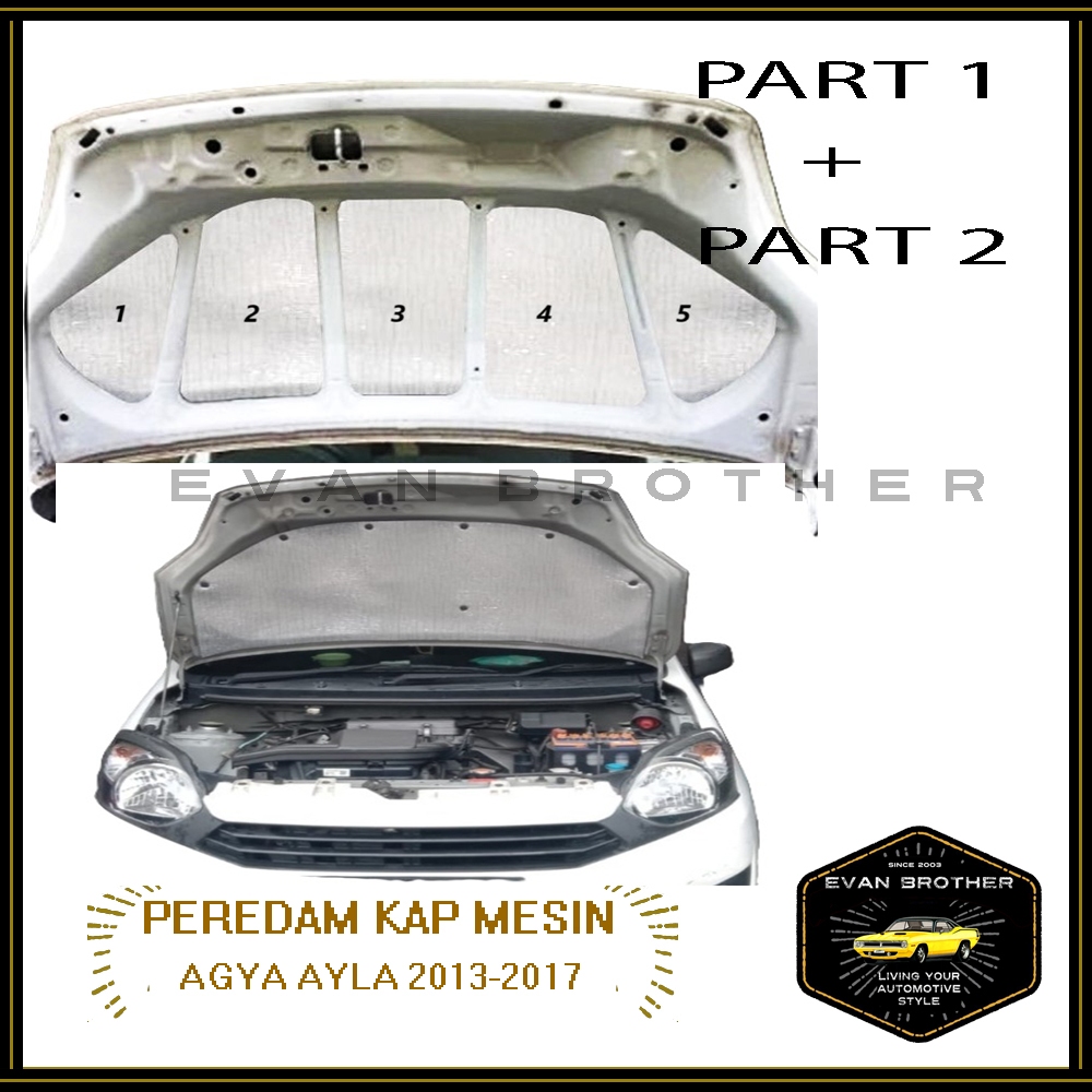 Peredam Panas Kap Mesin Mobil AGYA AYLA Tahun 2013 - 2017 Cutting Pola / FULL KAP