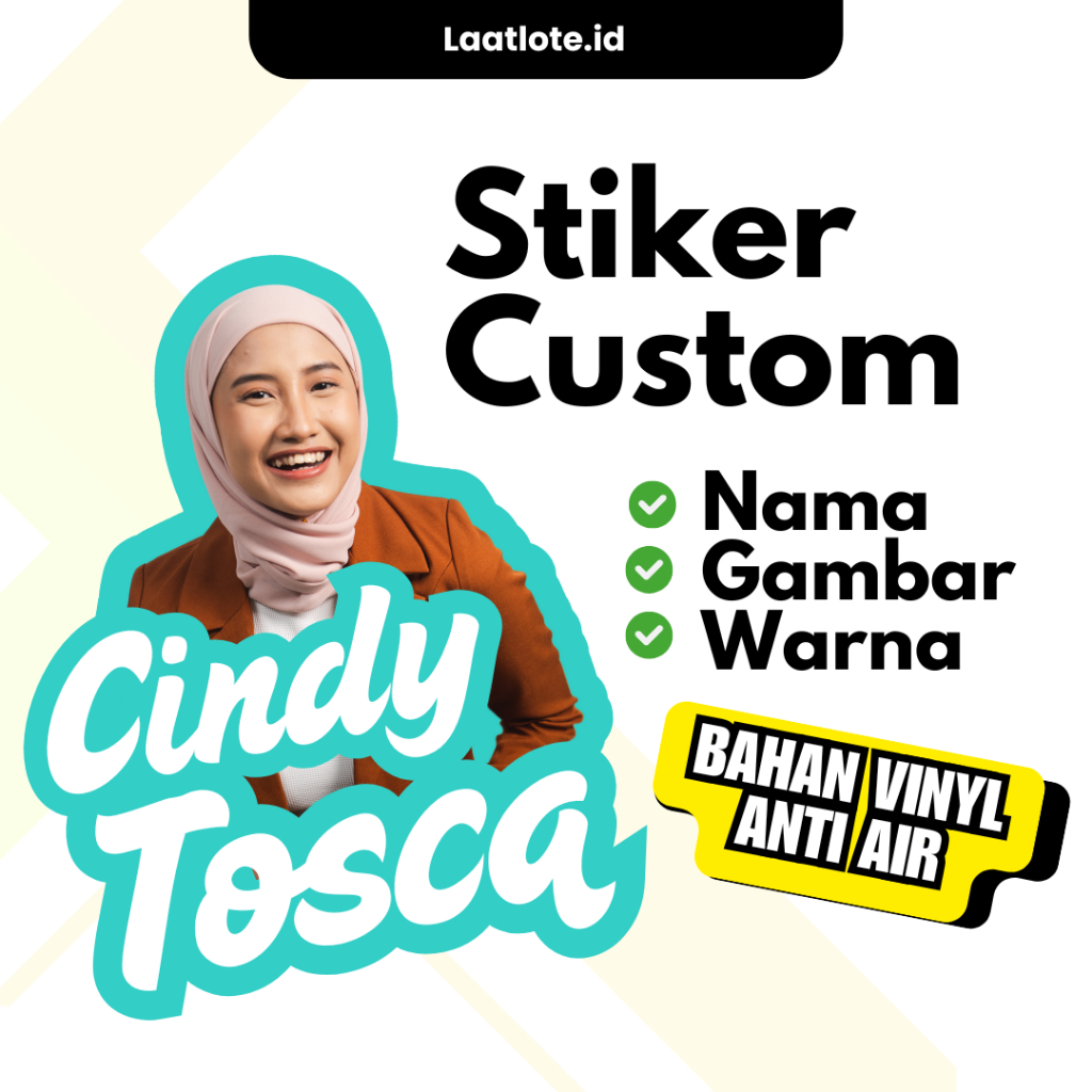 

Paket 4pcs Sticker Nama Foto Custom - Bahan Vinyl - Waterproof