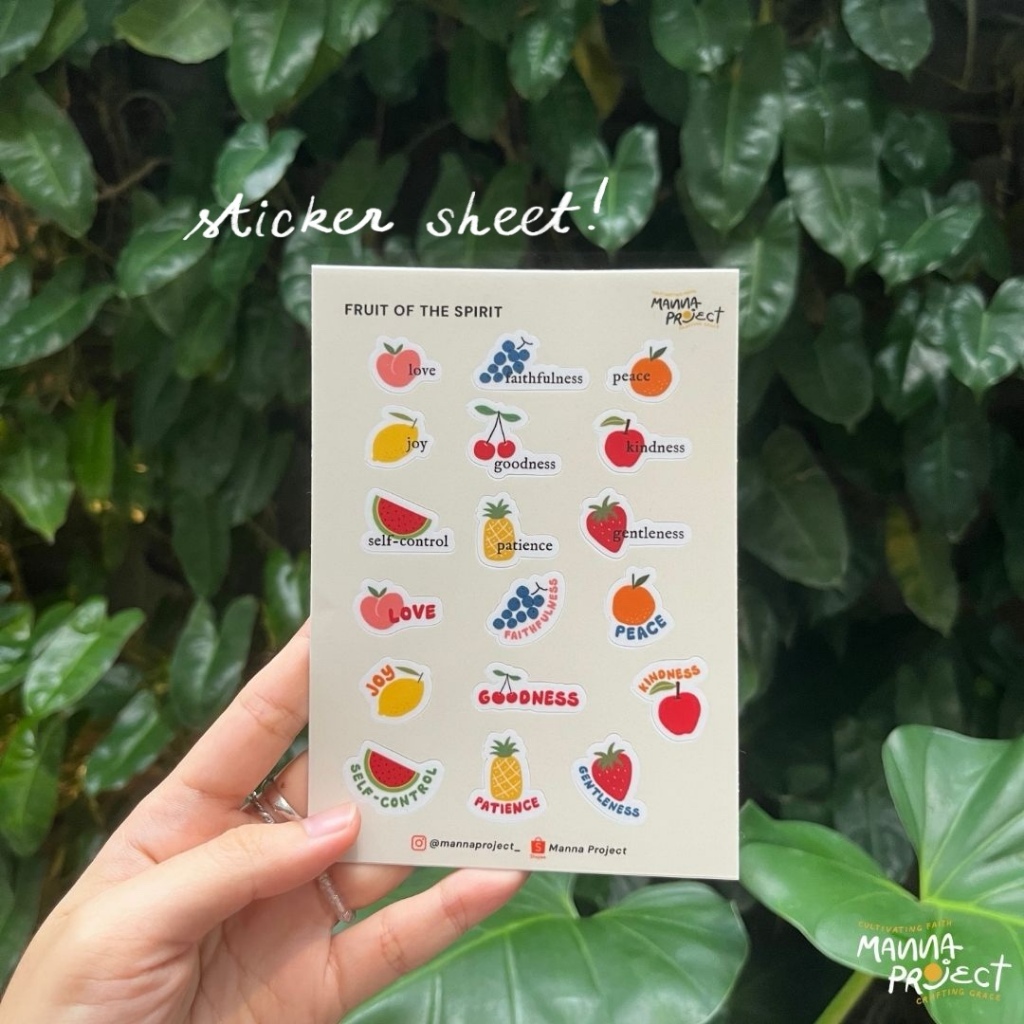 

Christian Sticker Sheet - Fruit of the Spirit | Waterproof, Vinyl Stickers | Manna Project | Sticker Alkitab | Journal Sticker | Christian Sticker | Planner Sticker