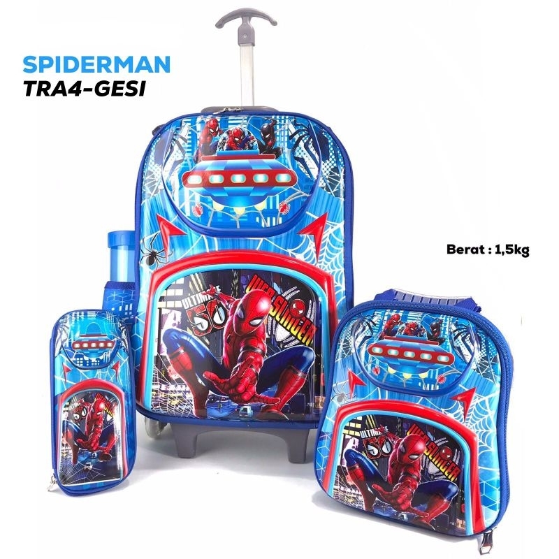 KMO Batam Troly anak TRA4-SPIDERMAN / GESIP28xL14xT40Berat: 1,5kg  tas troli anak set di lengkap gas