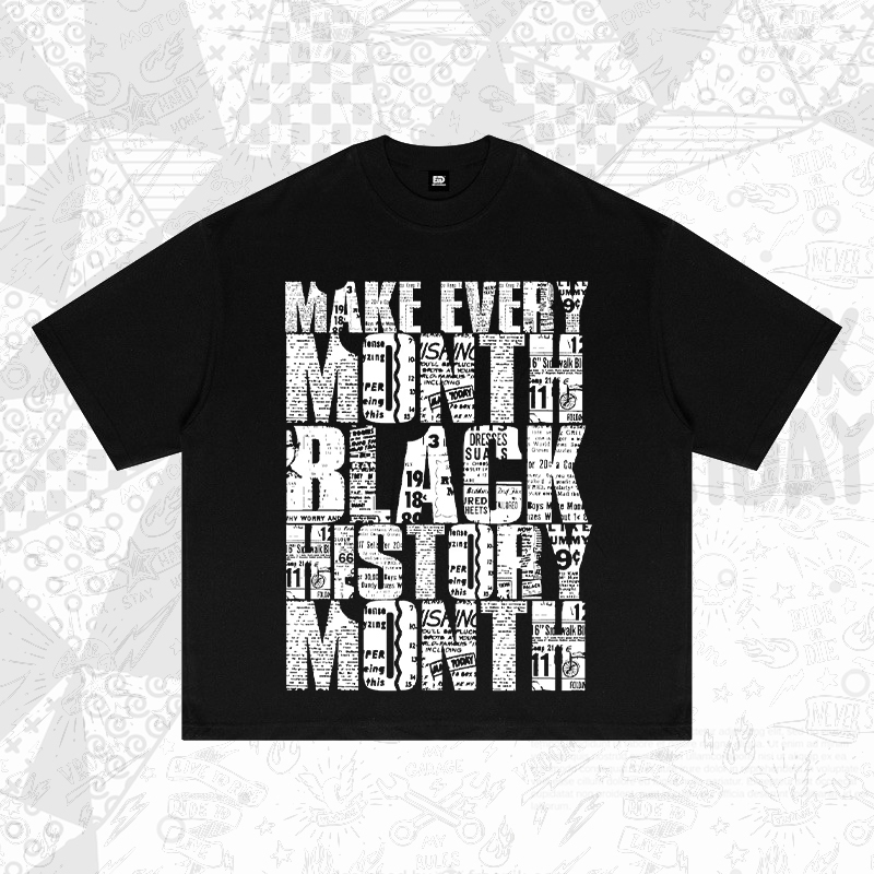 Kaos Hitam "MOTOR GANG" - Desain Koran Vintage dengan Teks Bold & Simbol Urban Streetwear Trendy