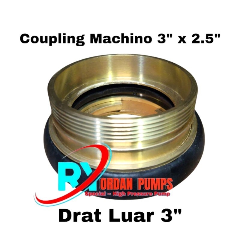 Coupling Machino Drat Luar 3 x 2.5" Kuningan