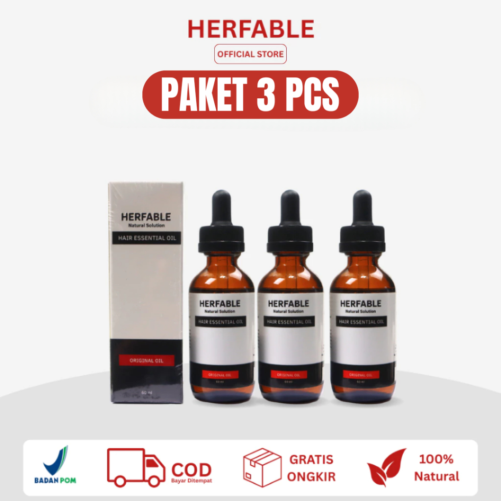 Herfable - Hair Oil Serum Rambut Anti Rontok Mempercepat Pertumbuhan Rambut Original BPOM RI