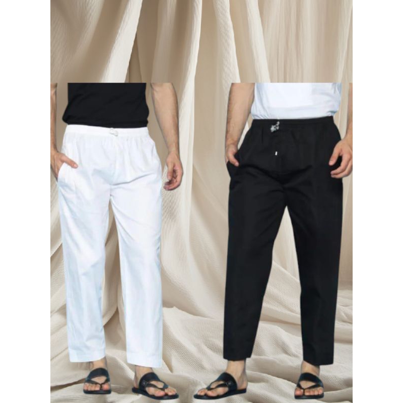 Celana sirwal pria polos katun premium
