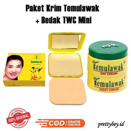 Paket Cream Siang & Malam Temulawak + Bedak Temulawak TWC Mini