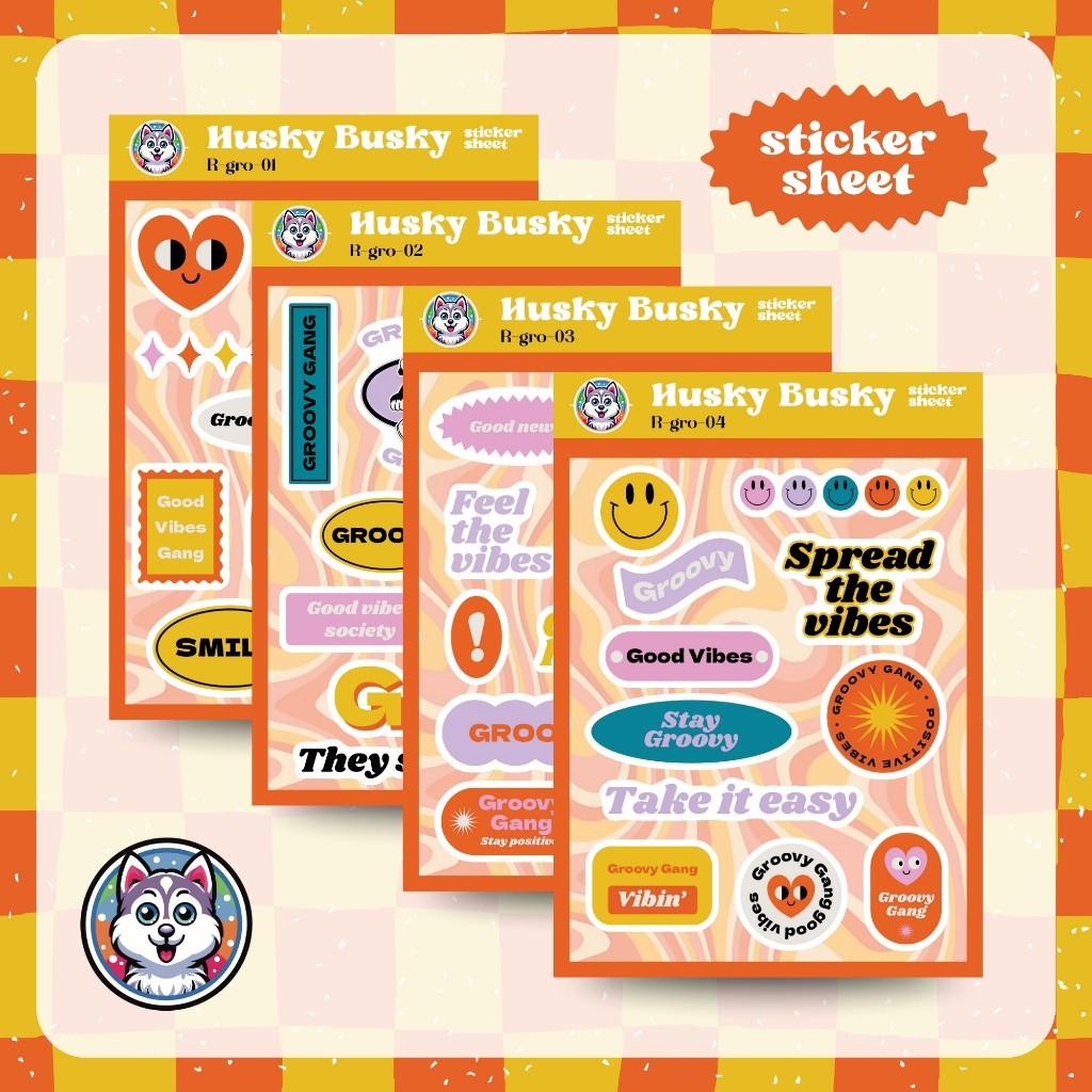 

Retro Groovy stiker vinyl kiss cut A6 (sticker sheet dekorasi laptop hp lucu)