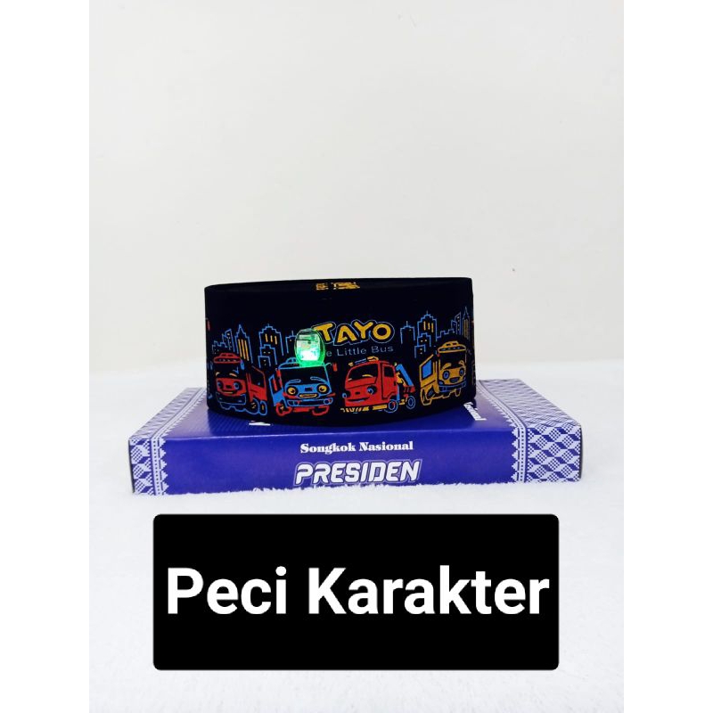 Peci Anak Karakter / Peci Anak Laki Laki / Peci Songkok Hitam / Peci Anak Kecil / Peci Anak Karakter
