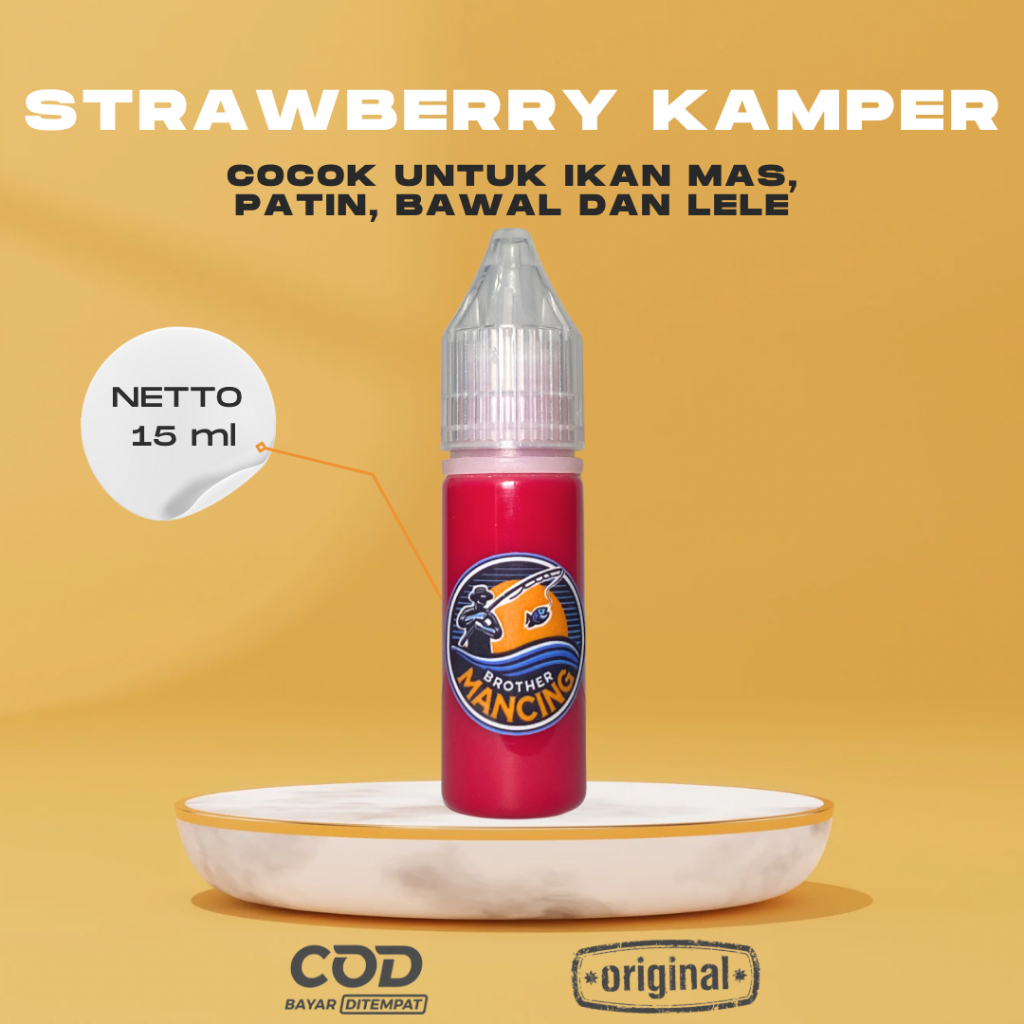 Esen Oplosan Strawberry Kamper Ikan Mas Lele Patin Bawal 15ml