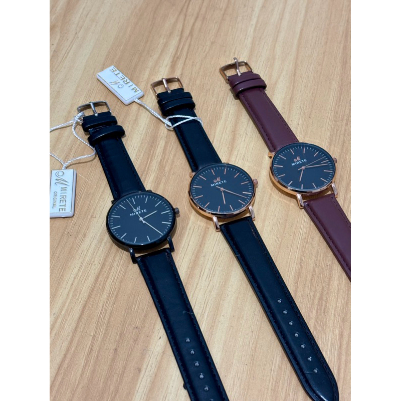 JAM TANGAN PRIA MIRETE ORIGINAL Strap TALI Kulit FREE BOX