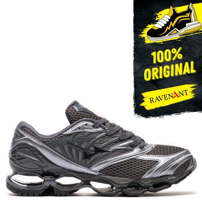 MIZUNO Wave Prophecy LS Black Sand Metallic Gray ORIGINAL - Sepatu Sneakers Pria