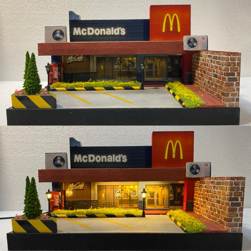 [GarageBiru#38] READY Diorama Hotwheels/minigt/kaido dll miniatur mcd macdonald parkiran ukuran 27x1