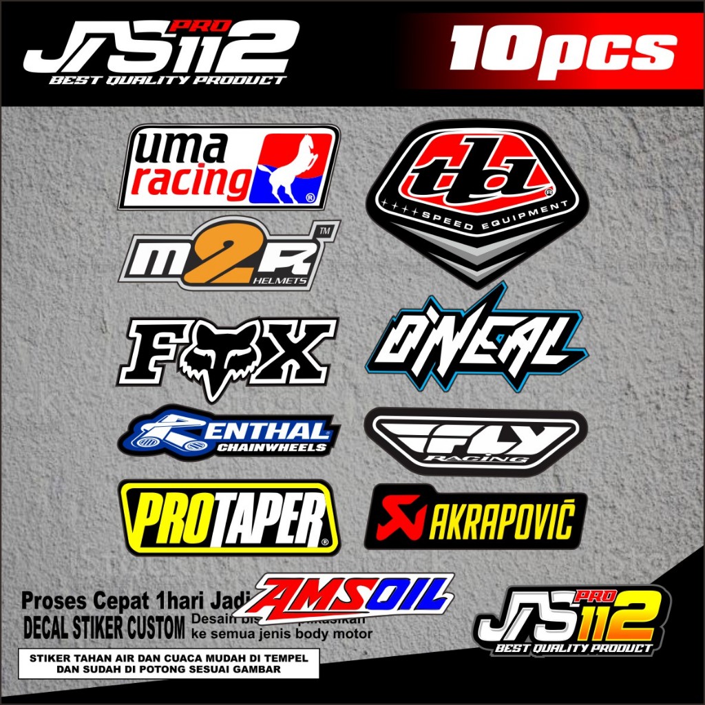

STIKER PACK PAKET 10PCS 38PCS 48PCS BRAND RACING ANTI LUNTUR VYNIL MURAH BERKUALITAS
