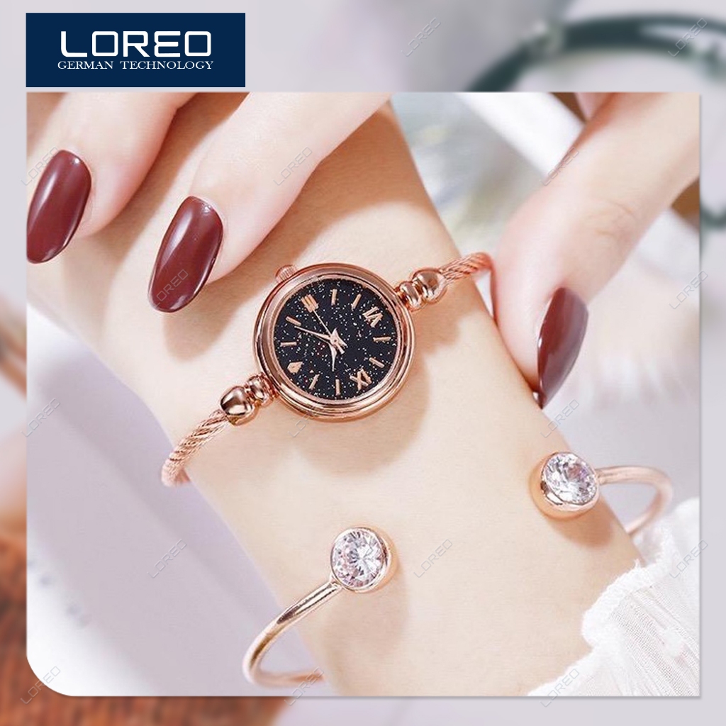 Loreo - Jam Tangan Wanita Adjustable Model Gelang / Jam Tangan Wanita Kecil