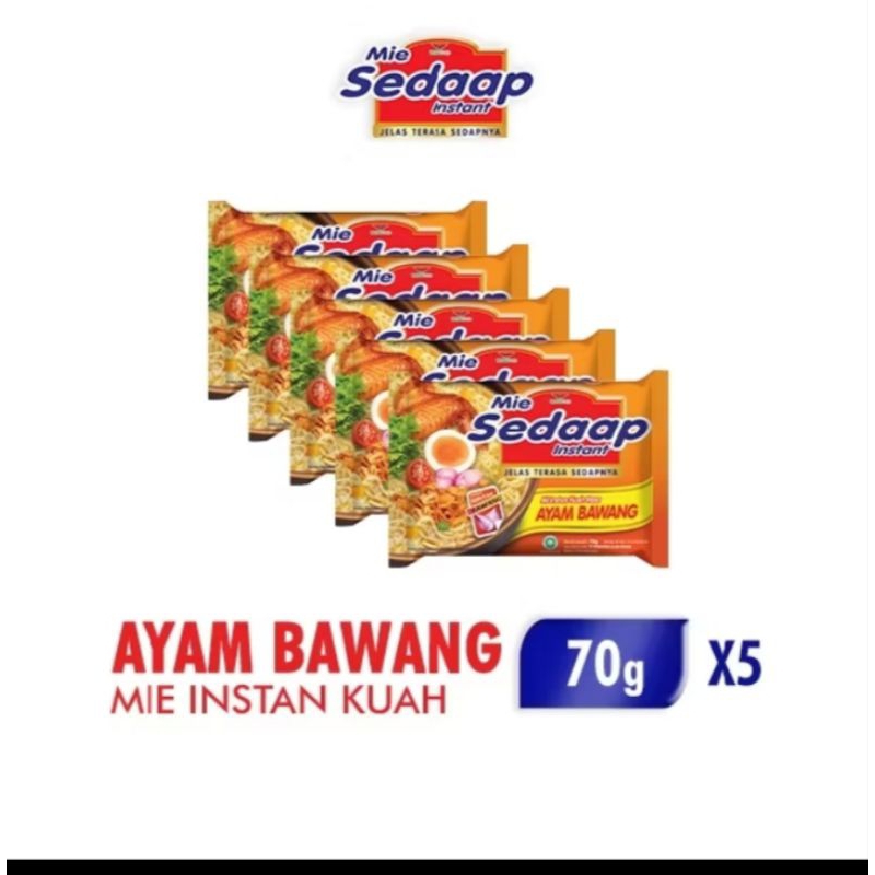 

mie sedap rasa ayam bawang kemasan 90g isi 5pcs