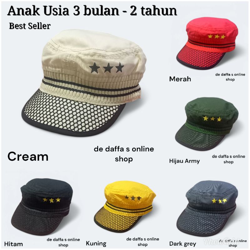 TOPI BAYI FASHION JJ KIDS TOPI ANAK USIA 3 BULAN - 2 TAHUN KARET KELILING TOPI KOMANDO ANAK BASEBALL