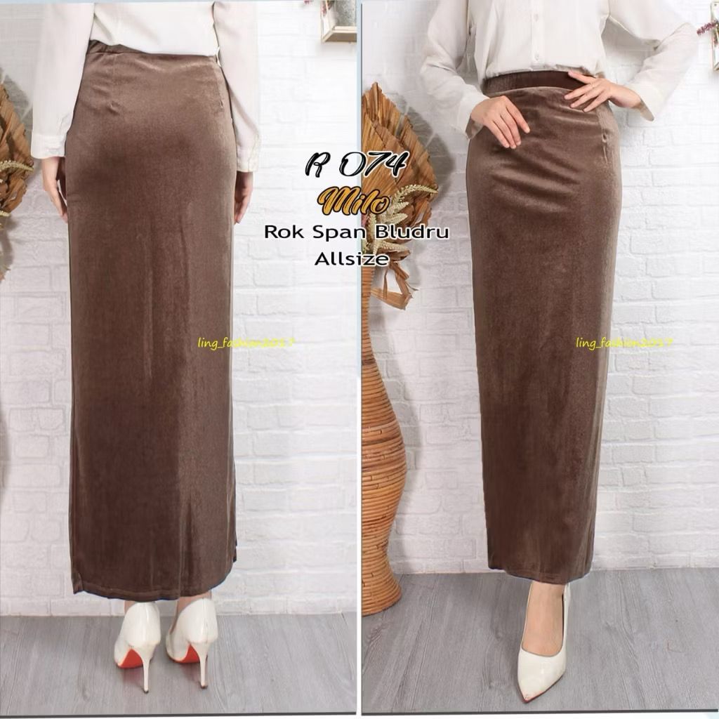 Rok Span Bludru Panjang Premium // Rok Span Kerja velvet bludru