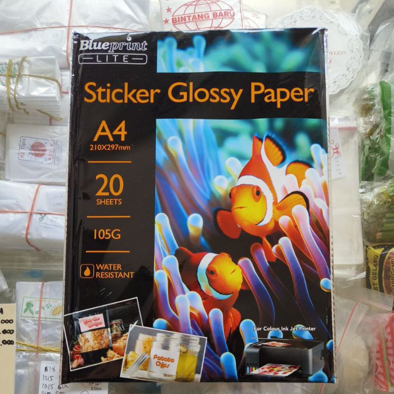 

Sticker Photo Paper Blueprint 105 gsm ukuran A4 water resistance / Kertas Foto Stiker