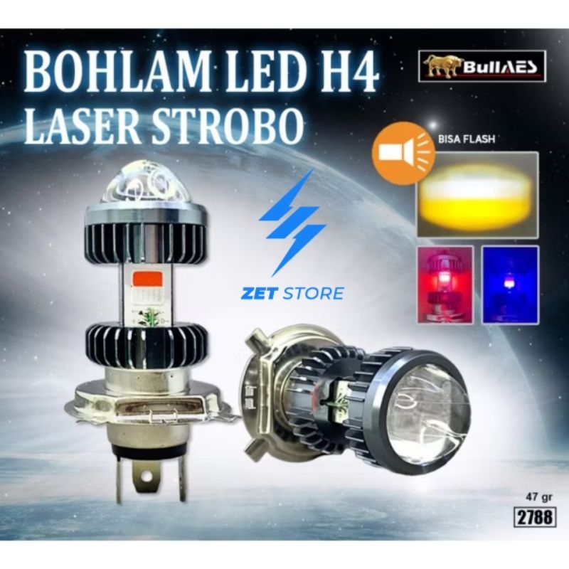 LASER BOHLAM LED H4 LASER STROBO