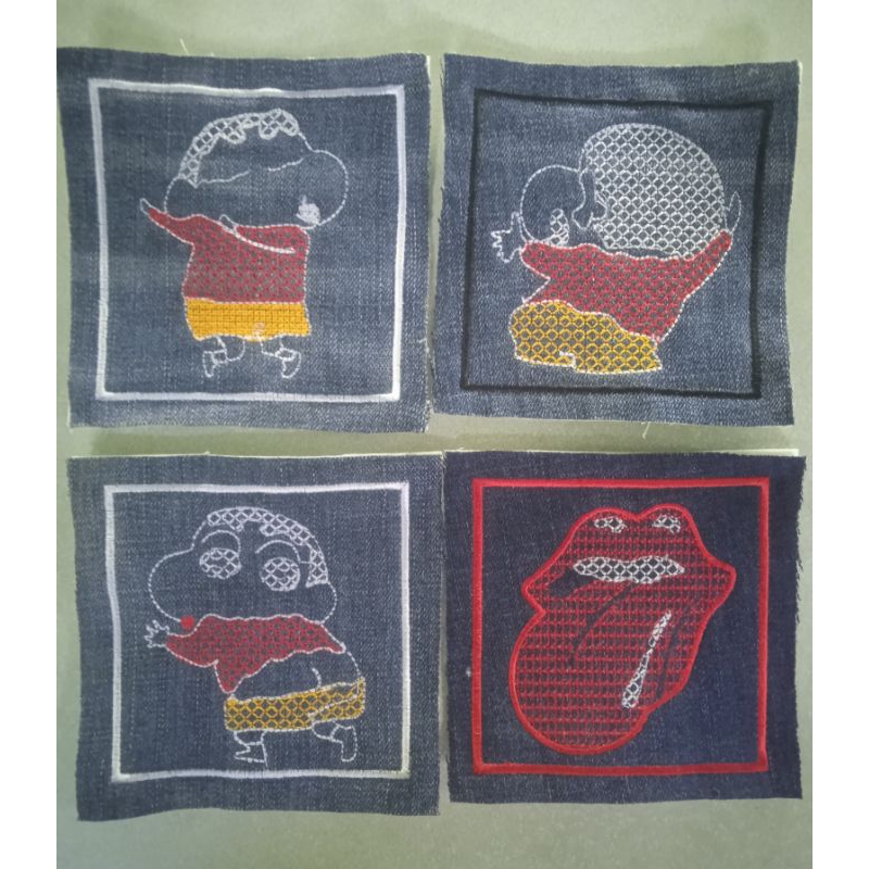 Sashiko Patchwork.Patch Sashiko Crayon SHincan. Sashiko Shinchan. Sashiko murah. Patch Sashiko Shinc