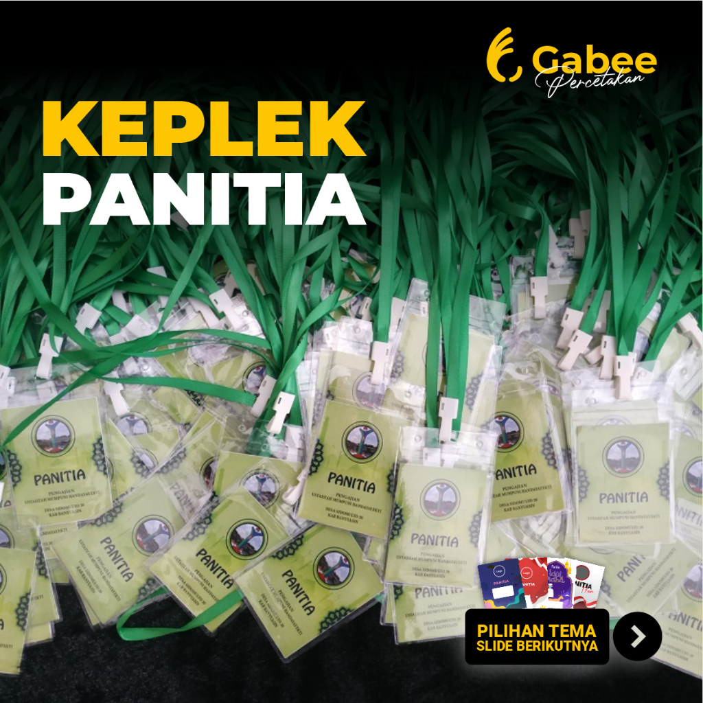 

NAME TAG / KARTU PANITIA / KEPLEK / CO CARD / ID CARD / KALUNG PANITIA / INCLUDE MIKA TALI & KERTAS