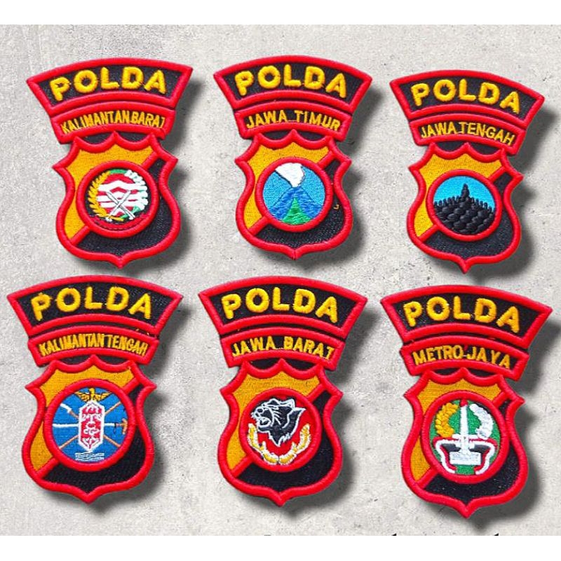 Bordir Timbul logo/Bet Polda Kalbar, Jatim, Jateng, Kalteng, Jabar, Metro Jaya