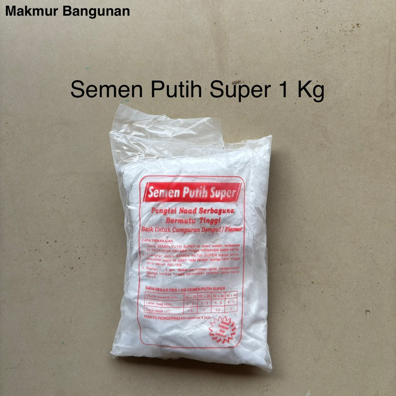 Semen Putih Super WJ Per Bungkus 1 Kg | Semen Putih Acian Plester Dempul | Pengisi Nat Keramik