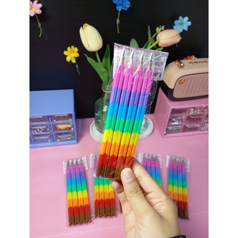 

[Aesthetic by fss.id] pensil mekanik bongkar pasang/pensil lego kreatif isi 4pcs