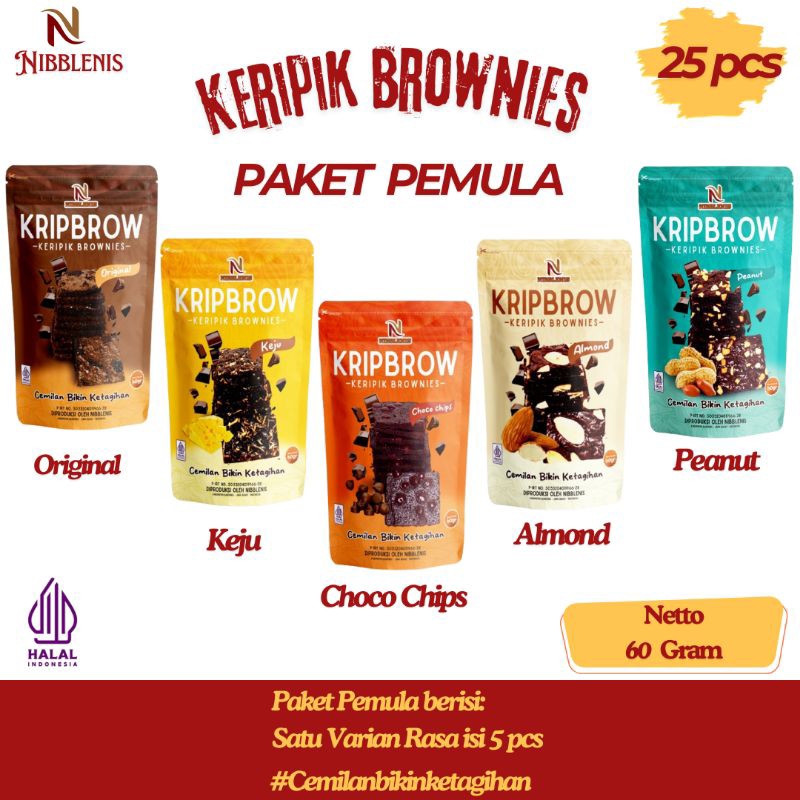 

Keripik Brownies Paket Pemula 25 pcs Nibblenis 60 Gram Cemilan Bikin Ketagihan enak manis murah Premium